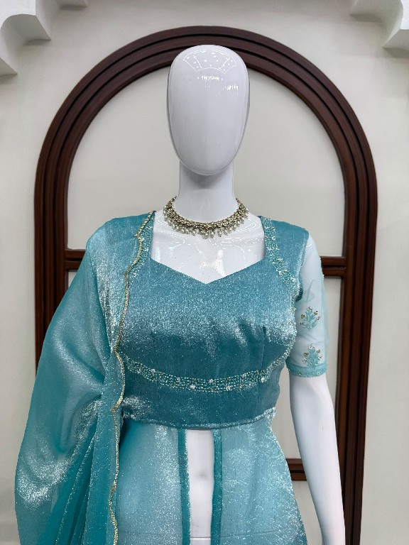 TEXTILEDEAL D.NO KD 1645 WHOLESALE READYMADE FENDY CRUSH DESIGNER FRONT SLIT ANARKALI 3 PCS SUITS EXPORTER
