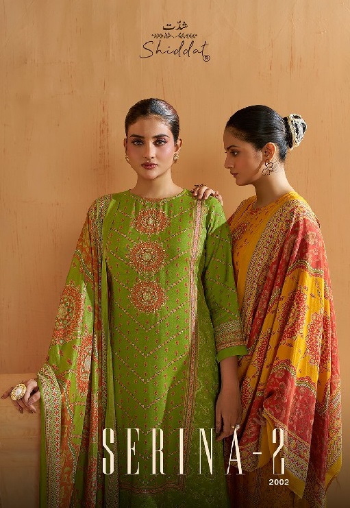 SHIDDAT SERINA-2 D.NO 2002 WHOLESALE DIGITAL PRINTED MUSLIN PRETTY LOOK UNSTITCH SALWAR SUITS EXPORTER