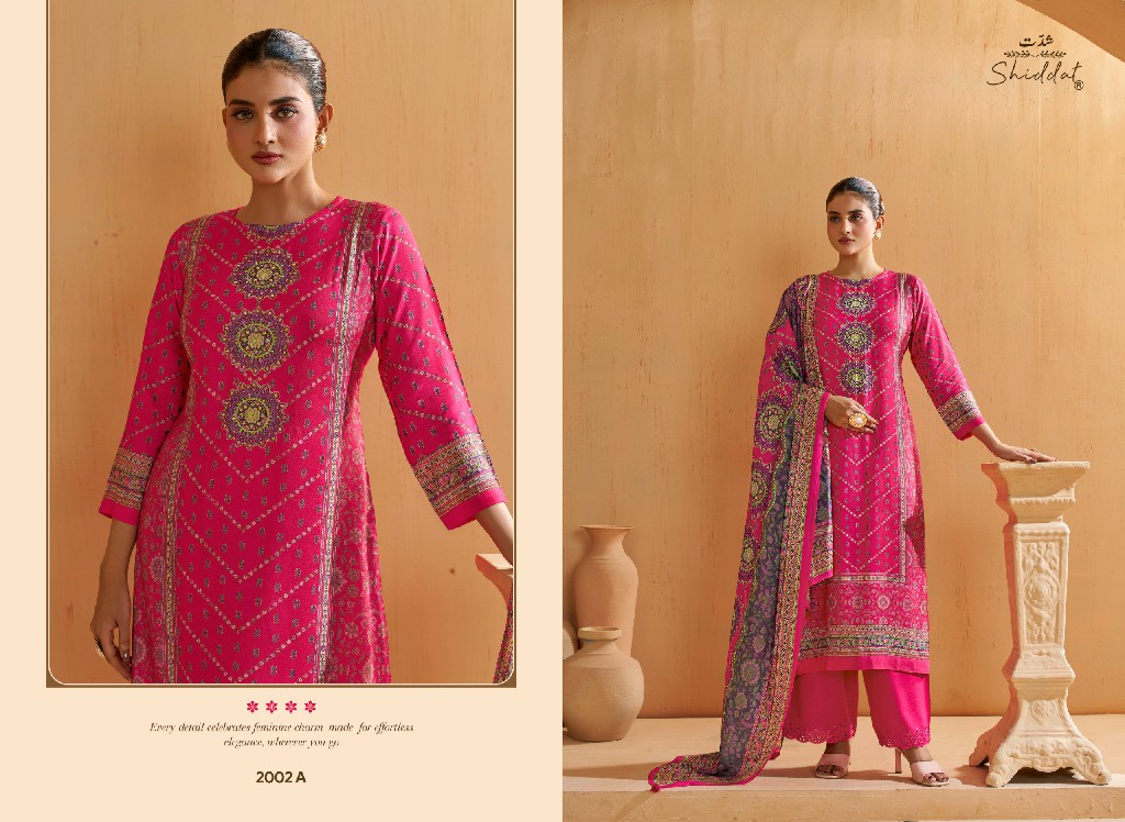 SHIDDAT SERINA-2 D.NO 2002 WHOLESALE DIGITAL PRINTED MUSLIN PRETTY LOOK UNSTITCH SALWAR SUITS EXPORTER