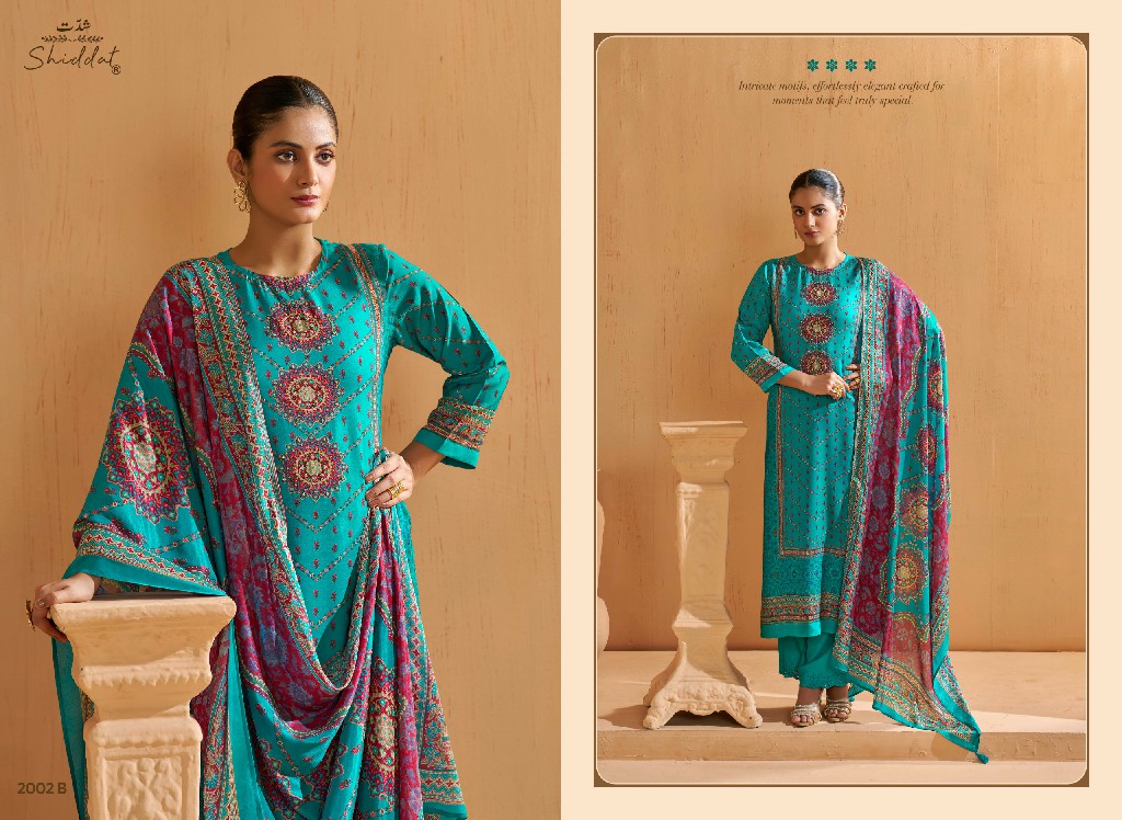 SHIDDAT SERINA-2 D.NO 2002 WHOLESALE DIGITAL PRINTED MUSLIN PRETTY LOOK UNSTITCH SALWAR SUITS EXPORTER