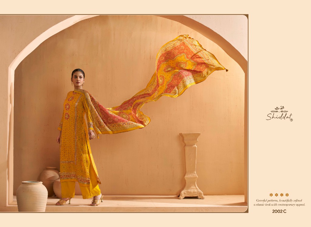SHIDDAT SERINA-2 D.NO 2002 WHOLESALE DIGITAL PRINTED MUSLIN PRETTY LOOK UNSTITCH SALWAR SUITS EXPORTER