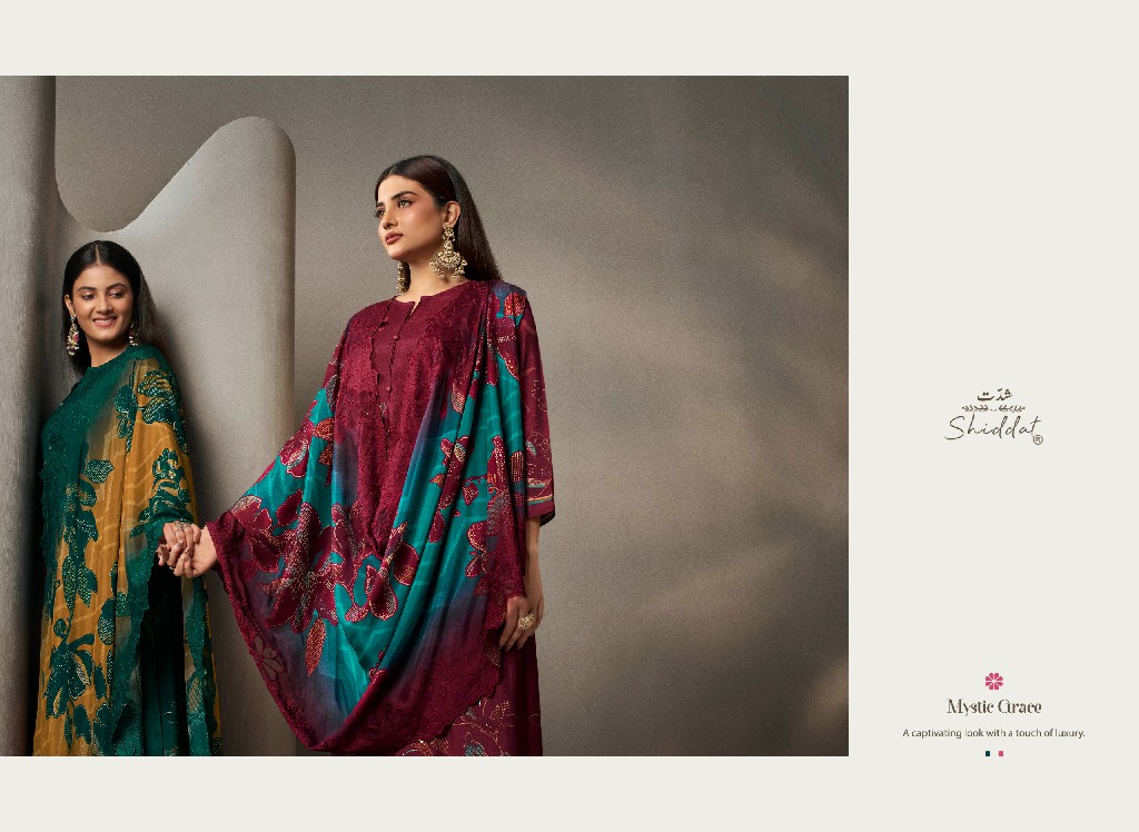 SHIDDAT IKARA 1002 WHOLESALE PURE MUSLIN BEAUTIFUL UNSTITCH SALWAR SUITS FOR EXPORT