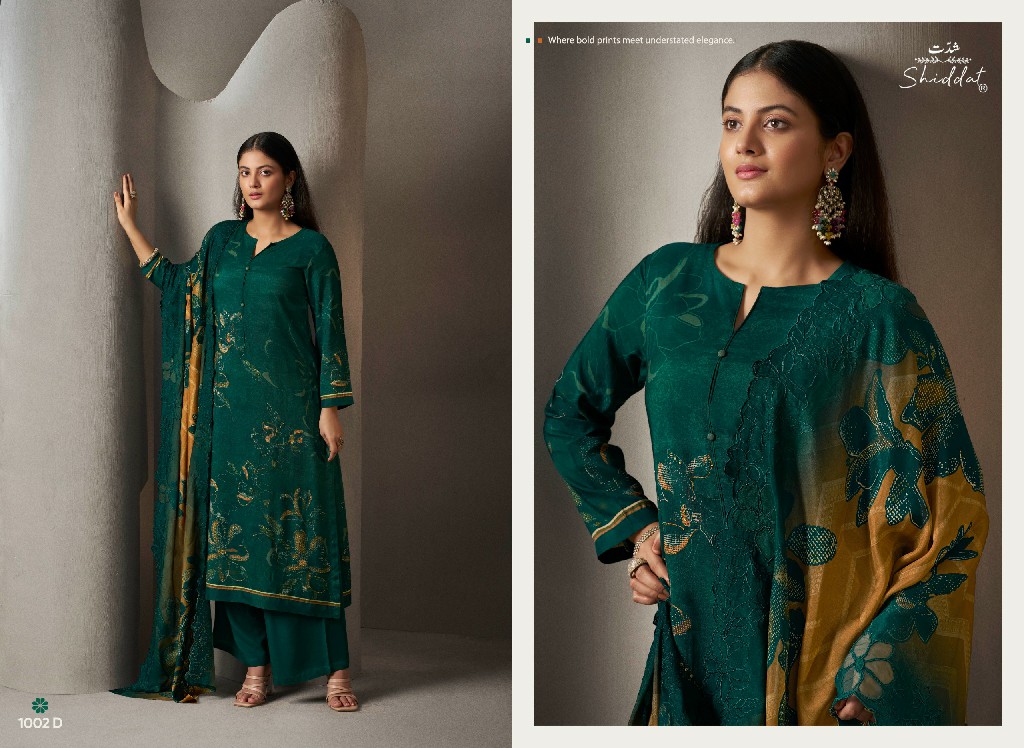 SHIDDAT IKARA 1002 WHOLESALE PURE MUSLIN BEAUTIFUL UNSTITCH SALWAR SUITS FOR EXPORT