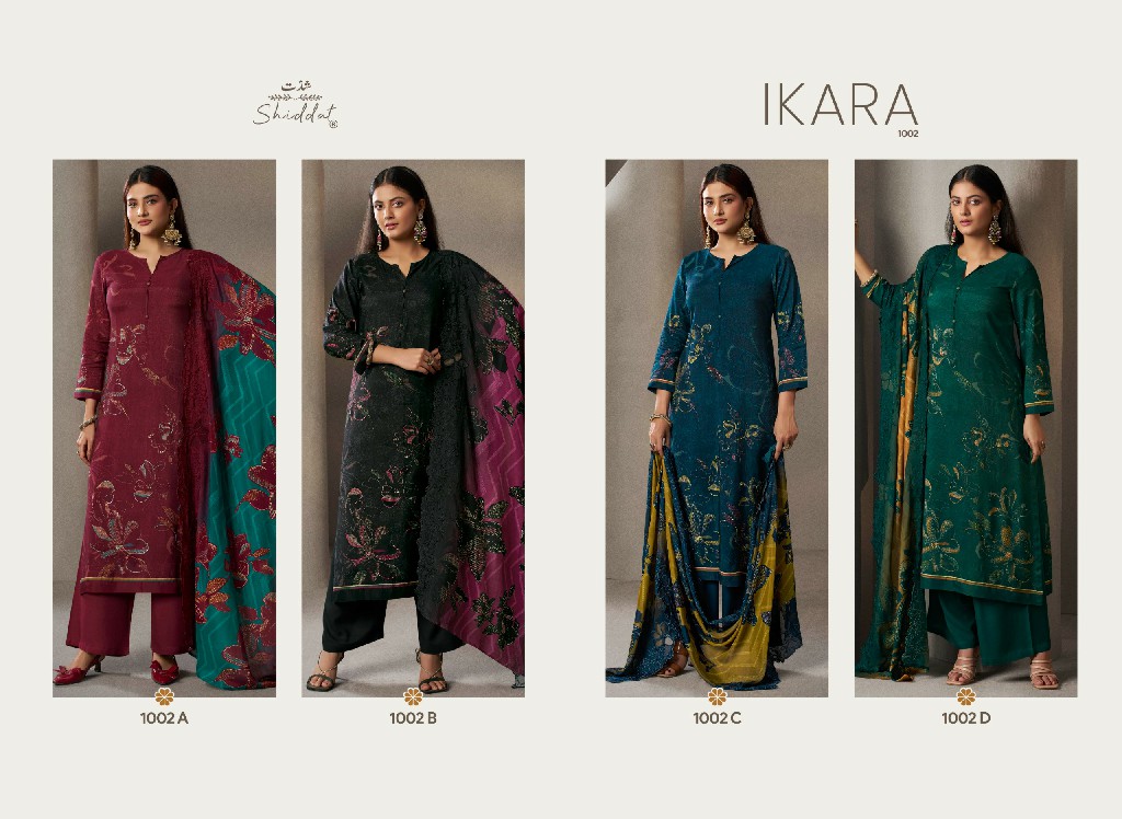 SHIDDAT IKARA 1002 WHOLESALE PURE MUSLIN BEAUTIFUL UNSTITCH SALWAR SUITS FOR EXPORT