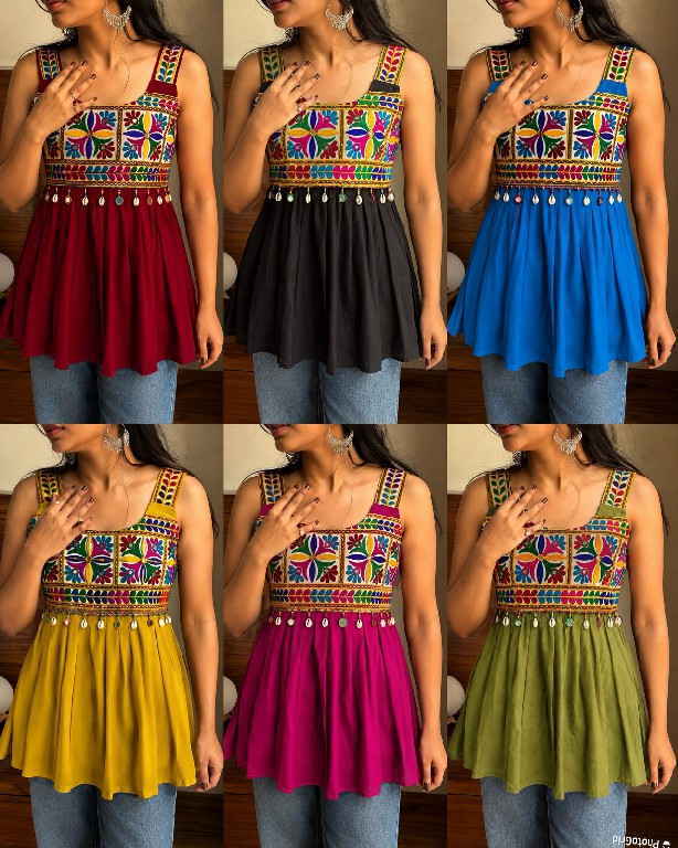 TEXTILEDEAL PREETY WHOLESALE READYMADE HEAVY RAYON FESTIVE WEAR SLEEVELESS SHORT TOPS FOR WOMEN ONLINE