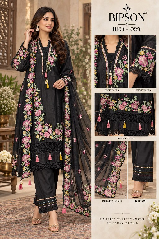 BIPSON D.NO 29 WHOLESALE READYMADE NATURAL CREPE PAKISTANI STYLE 3 PCS COMBO SET SUITS SUPPLIER