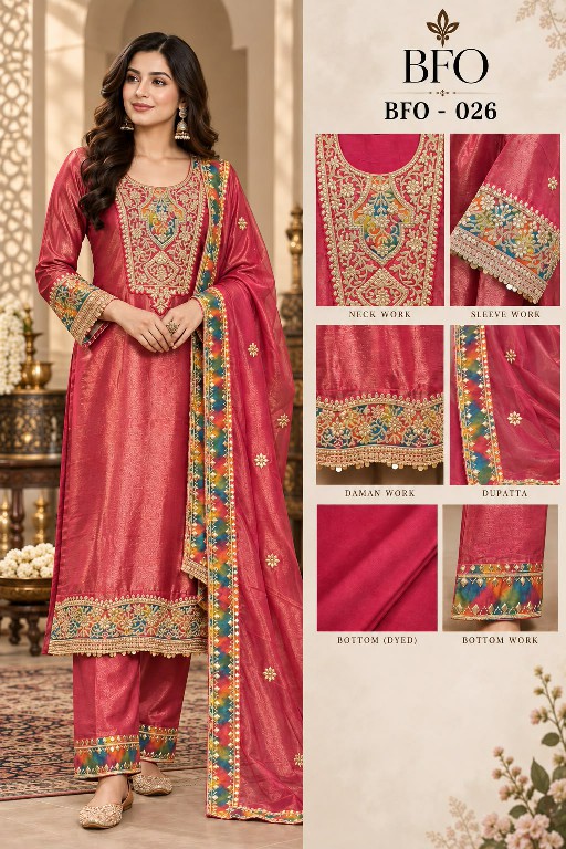 BIPSON D.NO 26 WHOLESALE READYMADE VISOSE TISSUE SHIMMER BEAUTIFUL 3 PCS COMBO SET SUITS SUPPLIER