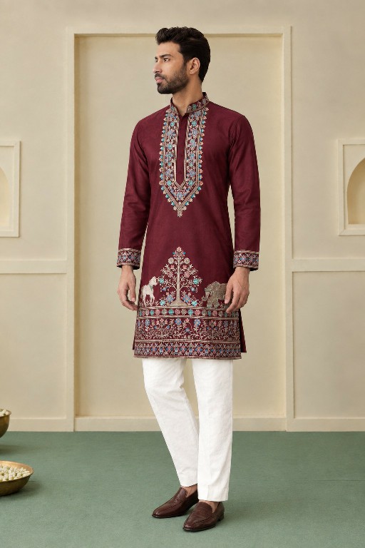 TEXTILEDEAL D.NO 414-B WHOLESALE READYMADE COACH SILK FUNCTION WEAR KURTA WITH PANT FOR MEN ONLINE