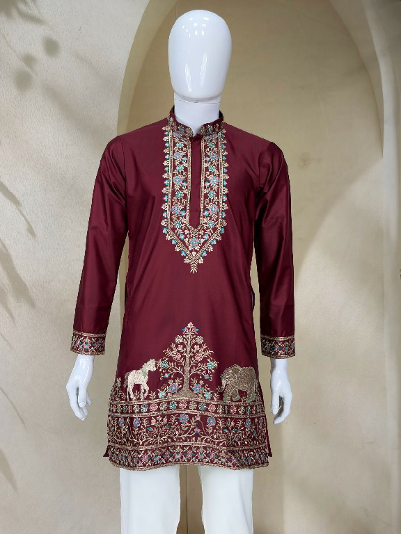TEXTILEDEAL D.NO 414-B WHOLESALE READYMADE COACH SILK FUNCTION WEAR KURTA WITH PANT FOR MEN ONLINE