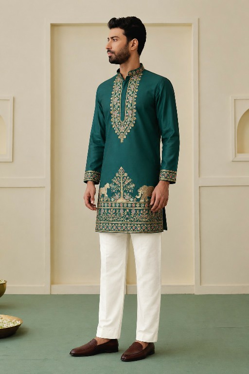 TEXTILEDEAL D.NO 414-A WHOLESALE READYMADE COACH SILK OCCASION WEAR KURTA WITH PANT FOR MEN SUPPLIER