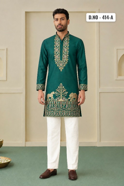 TEXTILEDEAL D.NO 414-A WHOLESALE READYMADE COACH SILK OCCASION WEAR KURTA WITH PANT FOR MEN SUPPLIER