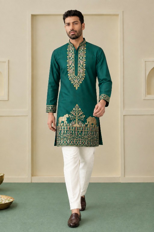 TEXTILEDEAL D.NO 414-A WHOLESALE READYMADE COACH SILK OCCASION WEAR KURTA WITH PANT FOR MEN SUPPLIER