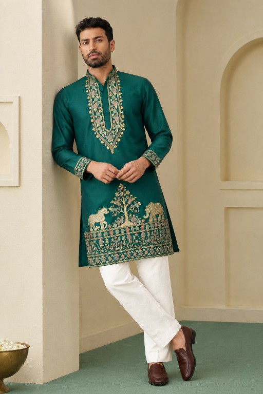 TEXTILEDEAL D.NO 414-A WHOLESALE READYMADE COACH SILK OCCASION WEAR KURTA WITH PANT FOR MEN SUPPLIER