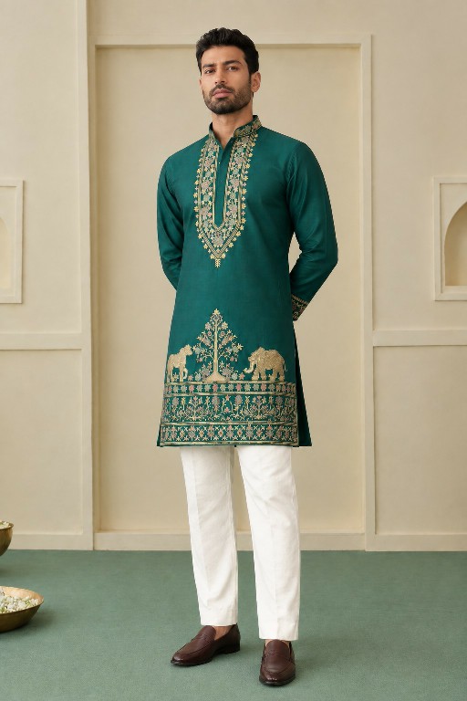 TEXTILEDEAL D.NO 414-A WHOLESALE READYMADE COACH SILK OCCASION WEAR KURTA WITH PANT FOR MEN SUPPLIER
