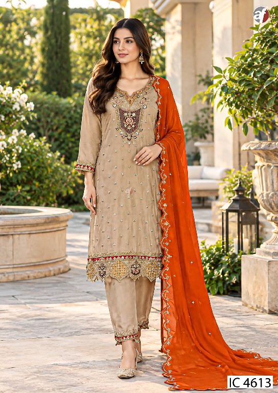 ANJU FAB D.NO IC 4612-4613-4616-4617 WHOLESALE READYMADE PURE DOLA SILK ETHNIC WEAR 3 PCS COMBO SET SUITS EXPORTER