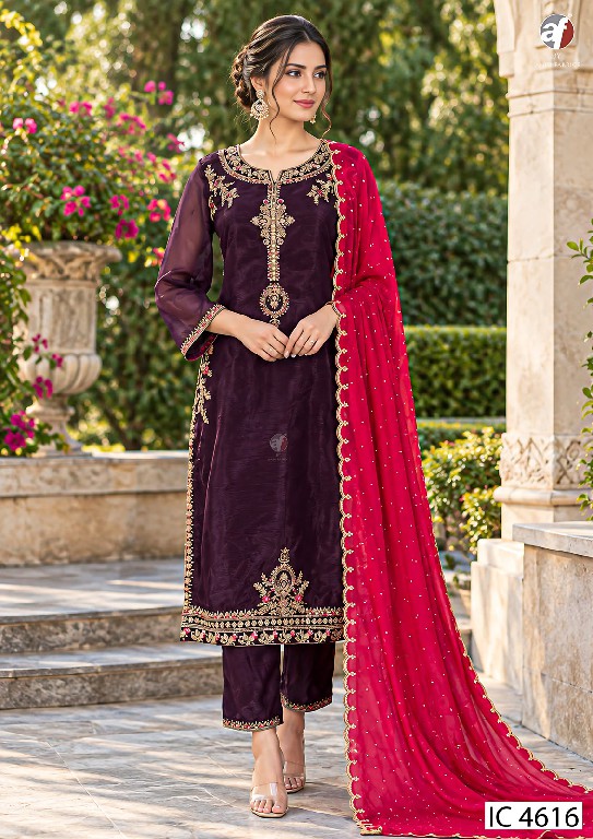 ANJU FAB D.NO IC 4612-4613-4616-4617 WHOLESALE READYMADE PURE DOLA SILK ETHNIC WEAR 3 PCS COMBO SET SUITS EXPORTER