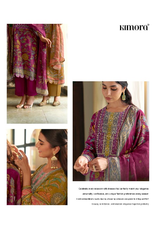 KIMORA SAJNA SAWARNA WHOLESALE PURE MUSLIN SHIMMER AMAZING DESIGN UNSTITCH SALWAR SUITS SUPPLIER