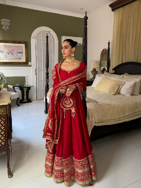 TEXTILEDEAL D.NO 6074 WHOLESALE READYMADE VICHITRA SILK PARTY WEAR ANARKALI 3 PCS SUITS EXPORTER