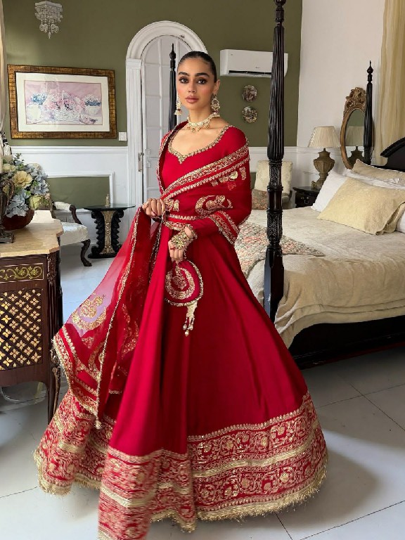 TEXTILEDEAL D.NO 6074 WHOLESALE READYMADE VICHITRA SILK PARTY WEAR ANARKALI 3 PCS SUITS EXPORTER