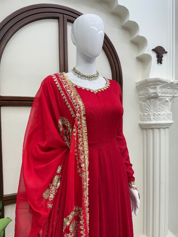 TEXTILEDEAL D.NO 6074 WHOLESALE READYMADE VICHITRA SILK PARTY WEAR ANARKALI 3 PCS SUITS EXPORTER