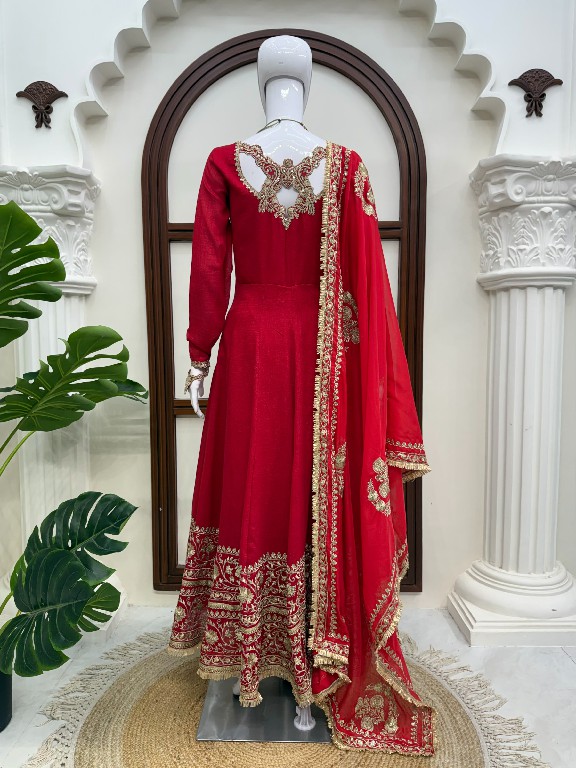 TEXTILEDEAL D.NO 6074 WHOLESALE READYMADE VICHITRA SILK PARTY WEAR ANARKALI 3 PCS SUITS EXPORTER