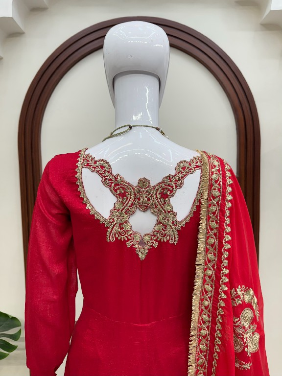 TEXTILEDEAL D.NO 6074 WHOLESALE READYMADE VICHITRA SILK PARTY WEAR ANARKALI 3 PCS SUITS EXPORTER