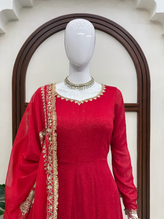 TEXTILEDEAL D.NO 6074 WHOLESALE READYMADE VICHITRA SILK PARTY WEAR ANARKALI 3 PCS SUITS EXPORTER