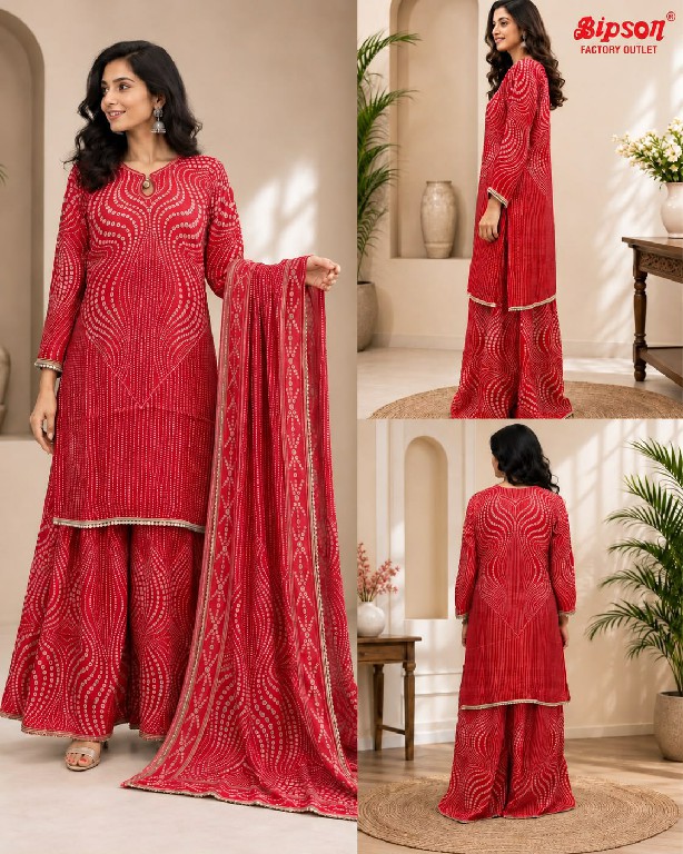BIPSON D.NO 5 WHOLESALE READYMADE PURE GLASS TISSUE PARTY WEAR 3 PCS COMBO SET SUITS EXPORTER