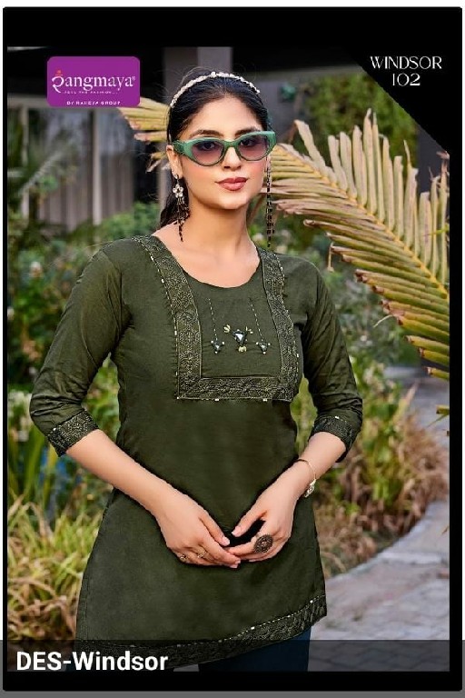 RANGMAYA WINDSOR WHOLESALE READYMADE COTTON WITH WORK STYLISH LOOK SHORT TOPS FOR WOMEN ONLINE