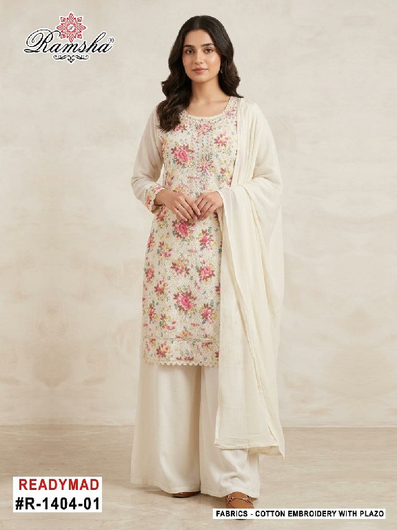 RAMSHA D.NO 1404 WHOLESALE READYMADE COTTON WITH WORK BEAUTIFUL 3 PCS SUITS SUPPLIER