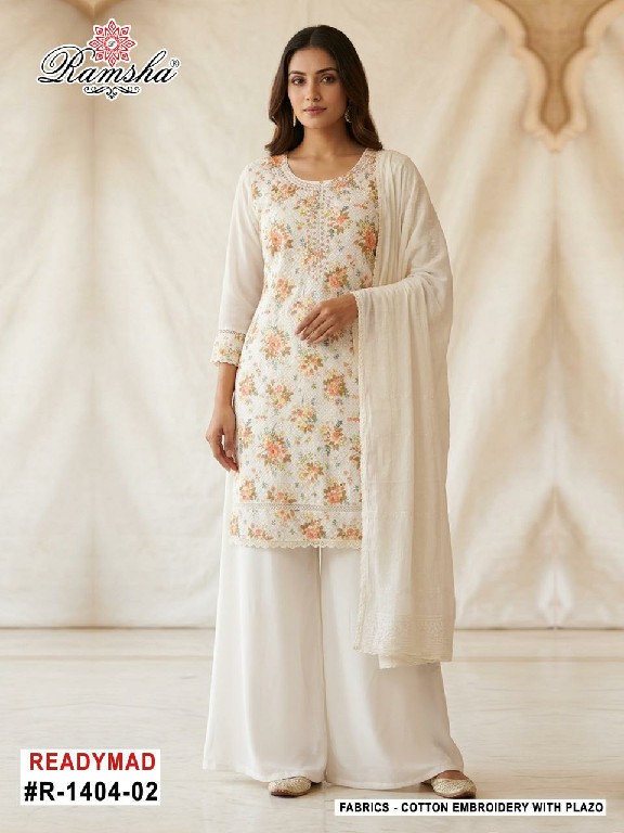 RAMSHA D.NO 1404 WHOLESALE READYMADE COTTON WITH WORK BEAUTIFUL 3 PCS SUITS SUPPLIER
