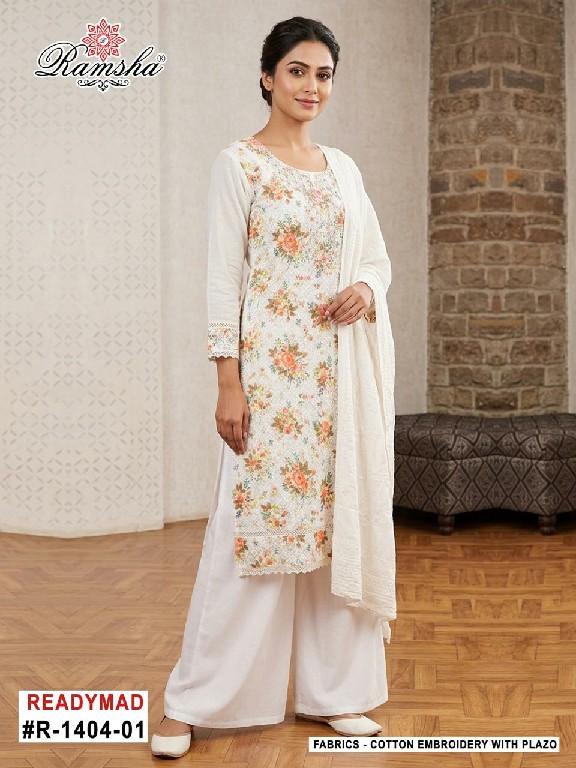 RAMSHA D.NO 1404 WHOLESALE READYMADE COTTON WITH WORK BEAUTIFUL 3 PCS SUITS SUPPLIER