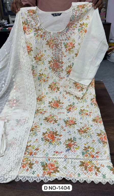 RAMSHA D.NO 1404 WHOLESALE READYMADE COTTON WITH WORK BEAUTIFUL 3 PCS SUITS SUPPLIER