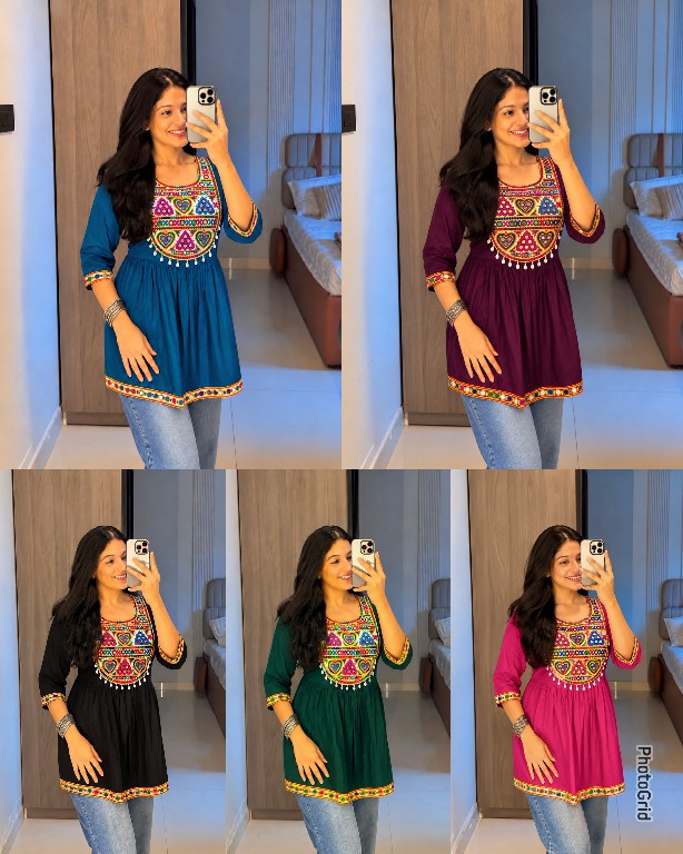 TEXTILEDEAL GAMTHI UTSAV 2.0 WHOLESALE READYMADE HEAVY RAYON NAVRATRI SPECIAL SHORT TOPS FOR WOMEN ONLINE