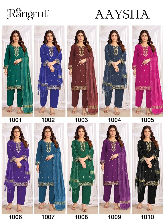 RANGRUT AAYSHA WHOLESALE READYMADE MALAI CRAPE BIG SIZE AMAZING 3 PCS SUITS EXPORTER
