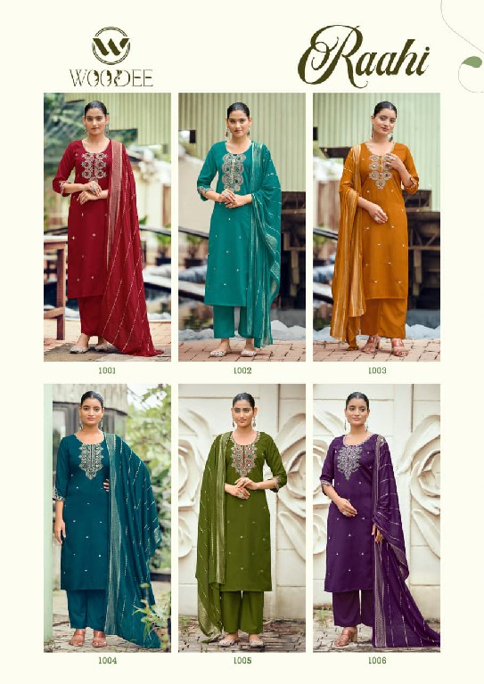 WOODEE RAAHI WHOLESALE READYMADE SOFT VISCOSE SILK FABULOUS 3 PCS SUITS SUPPLIER