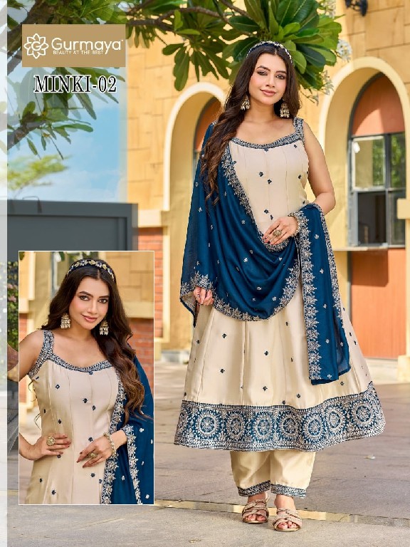 AANCHI MINKI WHOLESALE READYMADE VICHITRA SILK SPAGHETTI STYLE 3 PCS COMBO SET SUITS EXPORTER