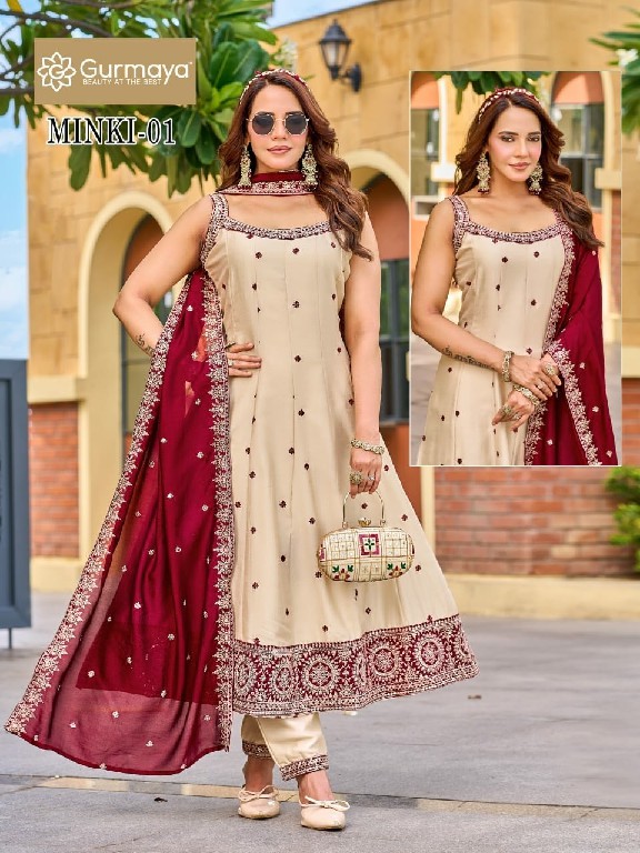 AANCHI MINKI WHOLESALE READYMADE VICHITRA SILK SPAGHETTI STYLE 3 PCS COMBO SET SUITS EXPORTER