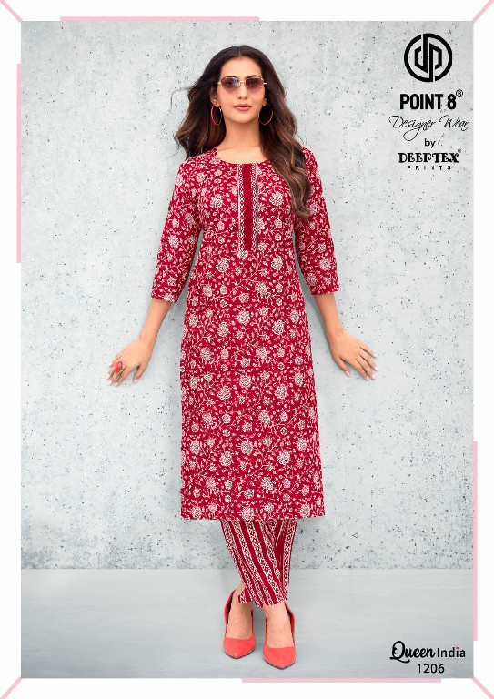 DEEPTEX POINT 8 QUEEN INDIA VOL 12 WHOLESALE READYMADE COTTON BIG SIZE CASUAL WEAR KURTI WITH PANT ONLINE