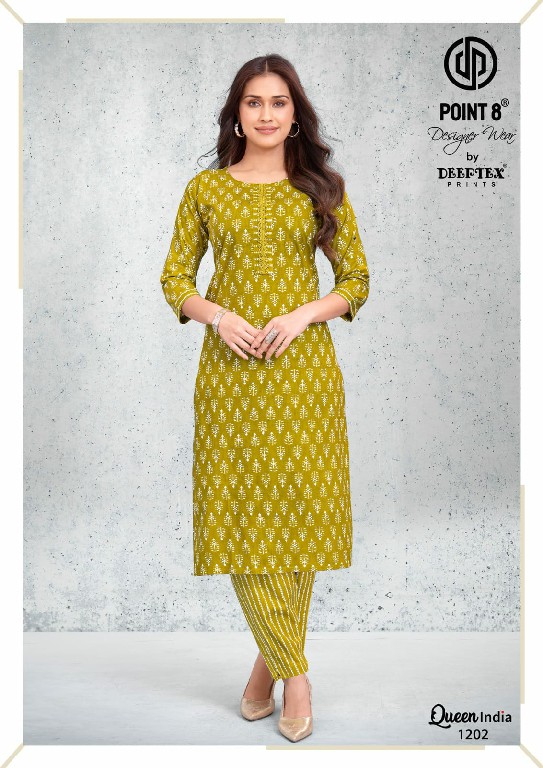 DEEPTEX POINT 8 QUEEN INDIA VOL 12 WHOLESALE READYMADE COTTON BIG SIZE CASUAL WEAR KURTI WITH PANT ONLINE