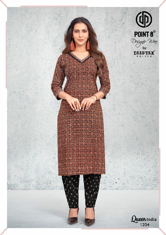 DEEPTEX POINT 8 QUEEN INDIA VOL 12 WHOLESALE READYMADE COTTON BIG SIZE CASUAL WEAR KURTI WITH PANT ONLINE