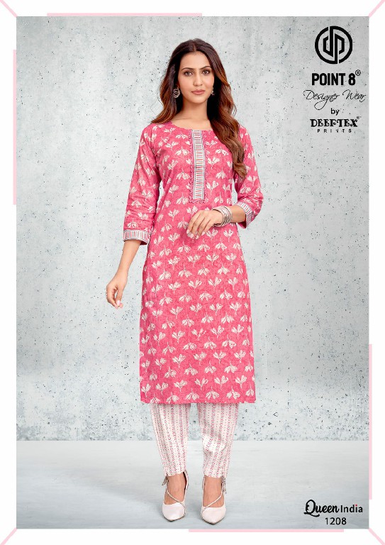 DEEPTEX POINT 8 QUEEN INDIA VOL 12 WHOLESALE READYMADE COTTON BIG SIZE CASUAL WEAR KURTI WITH PANT ONLINE