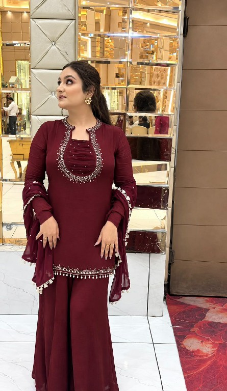 TEXTILEDEAL D.NO KD 1646 WHOLESALE READYMADE FAUX GEORGETTE PARTY WEAR TOPS PLAZZO WITH DUPATTA ONLINE