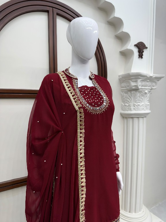 TEXTILEDEAL D.NO KD 1646 WHOLESALE READYMADE FAUX GEORGETTE PARTY WEAR TOPS PLAZZO WITH DUPATTA ONLINE