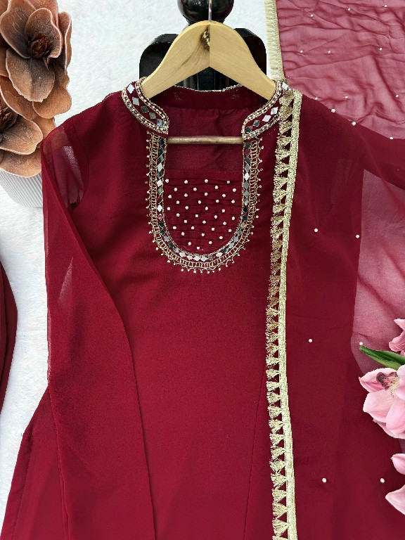 TEXTILEDEAL D.NO KD 1646 WHOLESALE READYMADE FAUX GEORGETTE PARTY WEAR TOPS PLAZZO WITH DUPATTA ONLINE