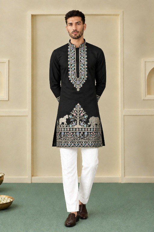 TEXTILEDEAL D.NO 414-C WHOLESALE READYMADE COACH SILK OCCASION WEAR KURTA WITH PANT FOR MEN SUPPLIER