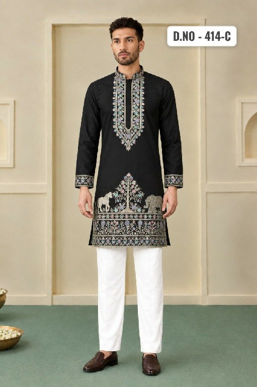 TEXTILEDEAL D.NO 414-C WHOLESALE READYMADE COACH SILK OCCASION WEAR KURTA WITH PANT FOR MEN SUPPLIER