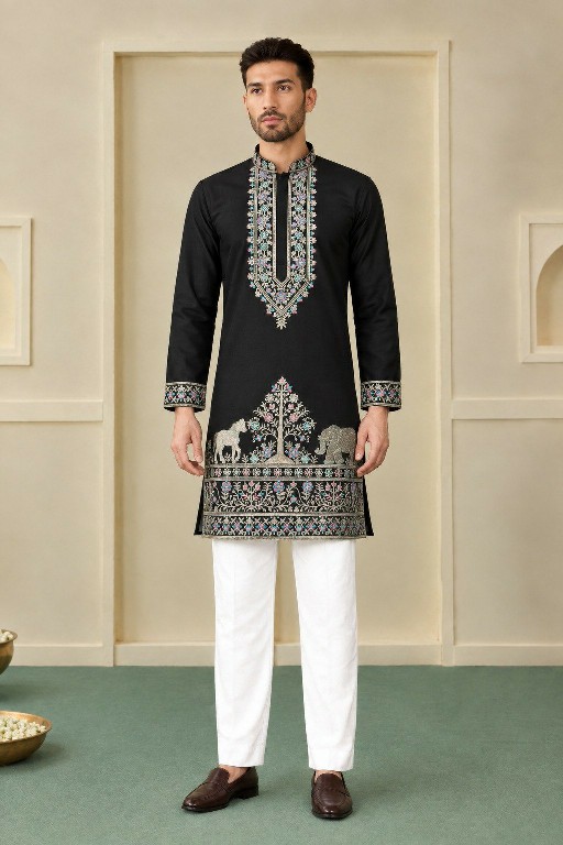 TEXTILEDEAL D.NO 414-C WHOLESALE READYMADE COACH SILK OCCASION WEAR KURTA WITH PANT FOR MEN SUPPLIER