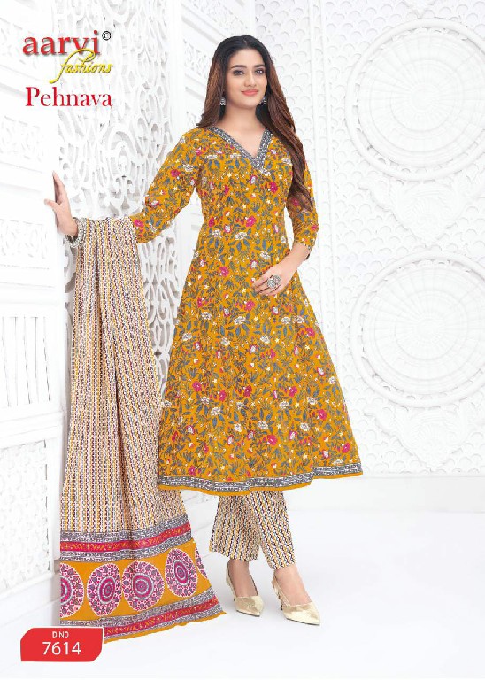 PEHNAVA VOL 2 BY AARVI FASHIONS WHOLESALE COTTON ANARKALI STYLE FULL STITCH 3 PCS SUITS FOR WOMEN ONLINE