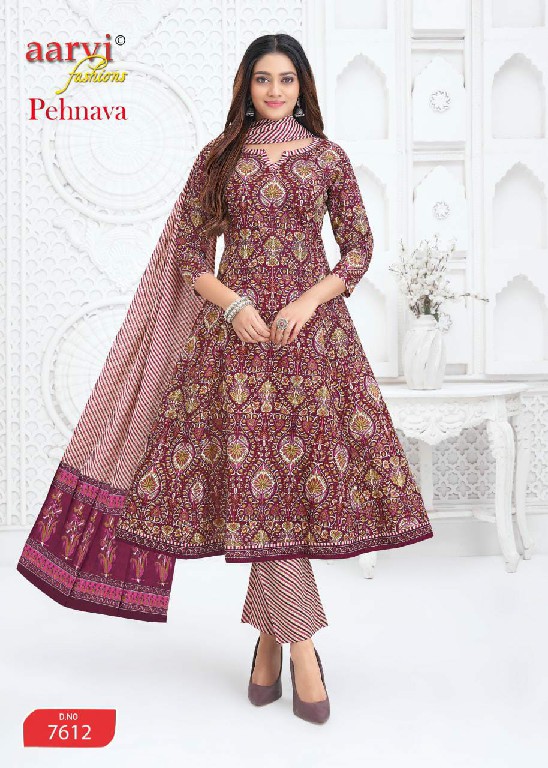 PEHNAVA VOL 2 BY AARVI FASHIONS WHOLESALE COTTON ANARKALI STYLE FULL STITCH 3 PCS SUITS FOR WOMEN ONLINE
